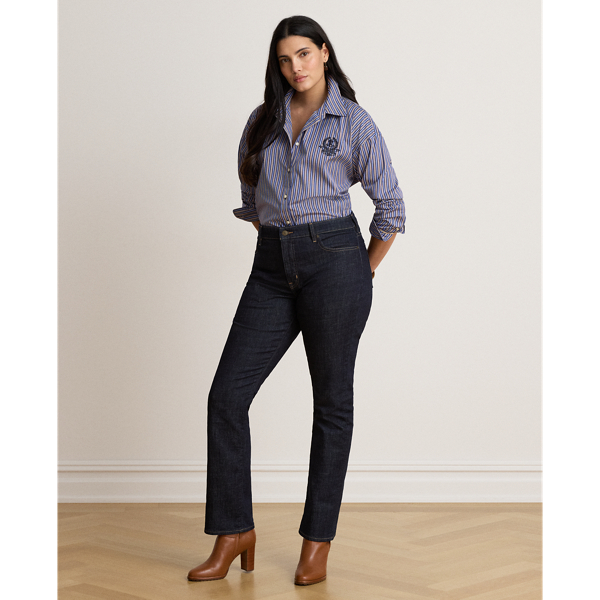 Navy/Orange Multi Relaxed Fit Striped Broadcloth Shirt Lauren 9