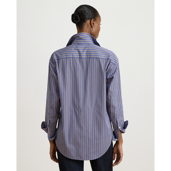 Navy/Orange Multi Relaxed Fit Striped Broadcloth Shirt Lauren 5