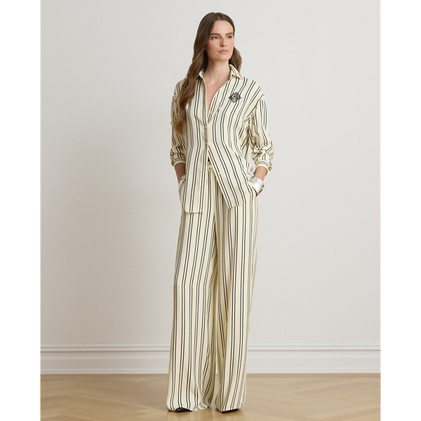 Pantaloni a gamba larga in jacquard