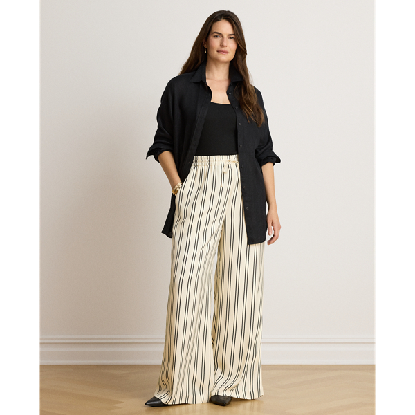 Striped Jacquard Wide-Leg Pant