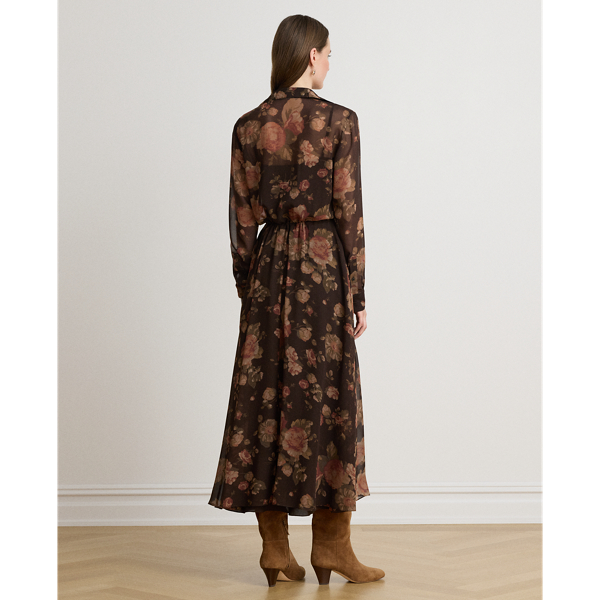 Brown Multi Floral Chiffon Shirtdress Lauren 5
