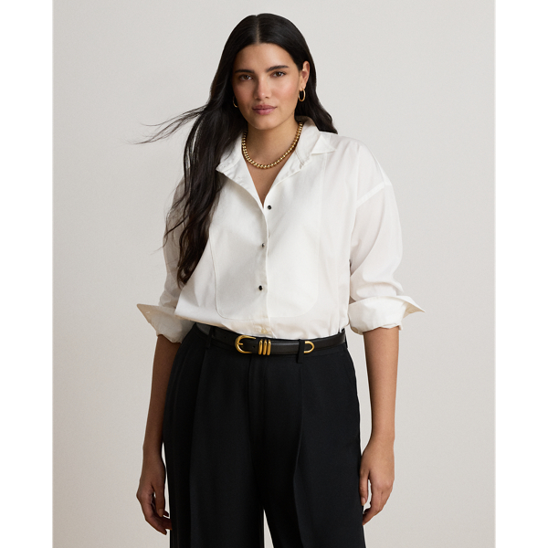 Bib-Front Cotton Broadcloth Shirt