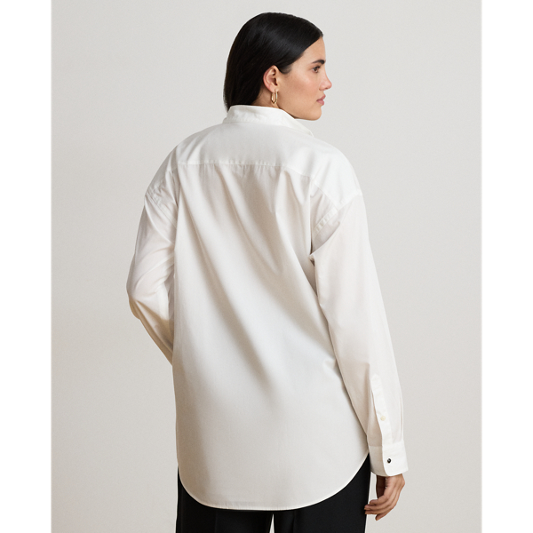 Bib-Front Cotton Broadcloth Shirt