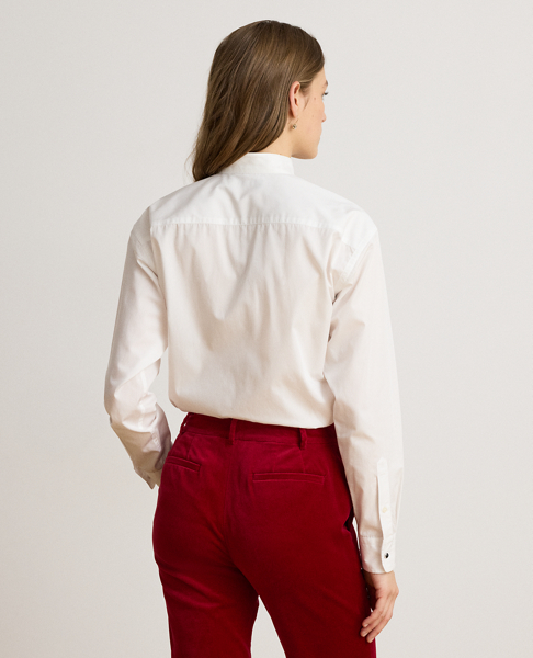 Bib-Front Cotton Broadcloth Shirt