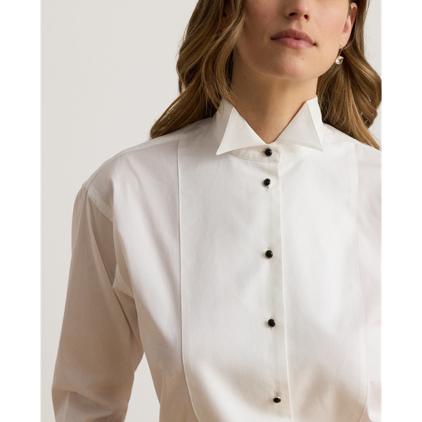 Bib-Front Cotton Broadcloth Shirt