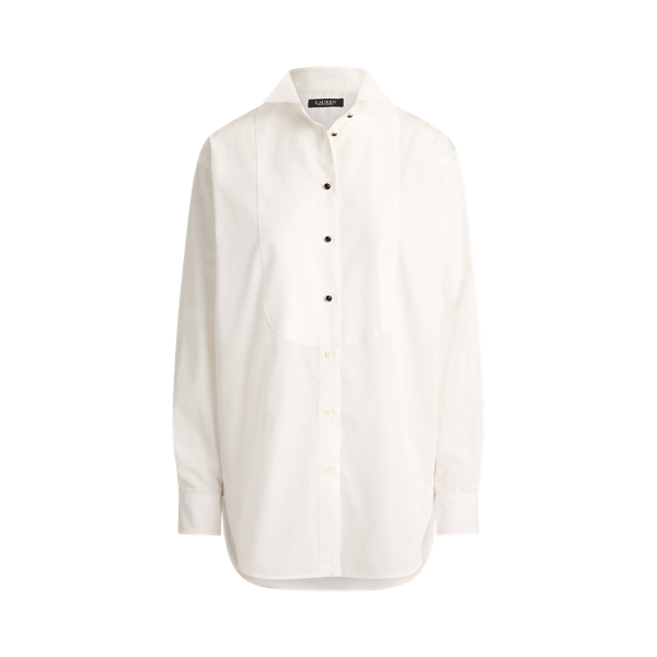Bib-Front Cotton Broadcloth Shirt
