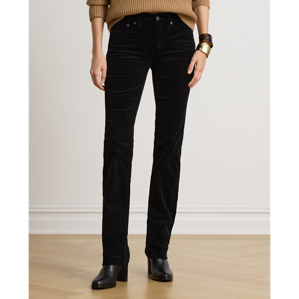 Manchesterbyxor Mid-Rise Slim Straight Lauren i Svart 4