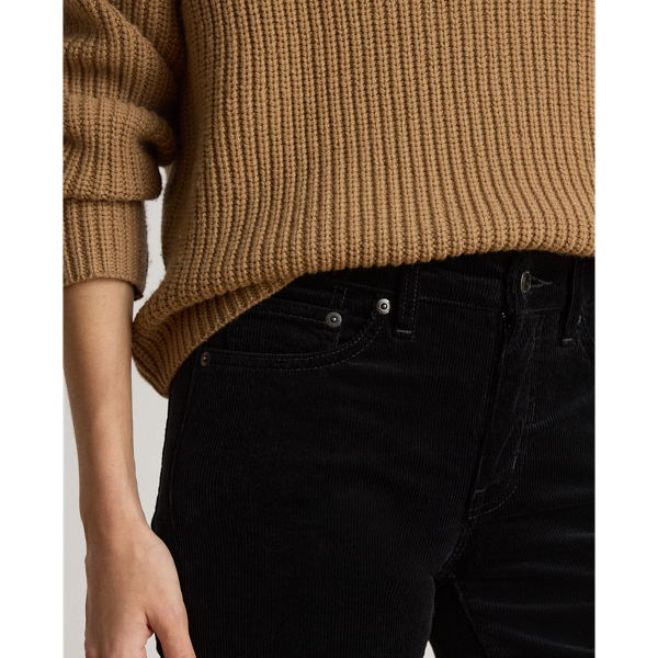 Manchesterbyxor Mid-Rise Slim Straight Lauren i Svart 6
