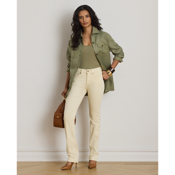 Mid-Rise Corduroy Slim Straight Pant