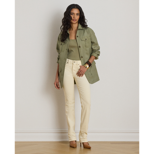 Mid-Rise Corduroy Slim Straight Pant