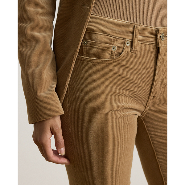 Mid-Rise Corduroy Slim Straight Trousers