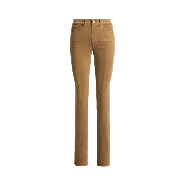 Mid-Rise Corduroy Slim Straight Trousers
