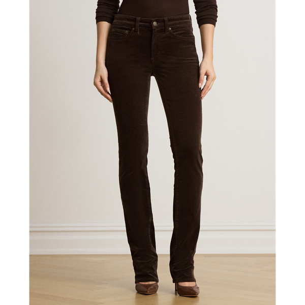 Mid-Rise Corduroy Slim Straight Trousers