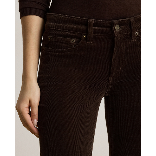 Mid-Rise Corduroy Slim Straight Trousers