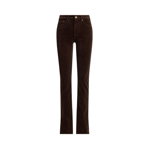 Mid-Rise Corduroy Slim Straight Trousers