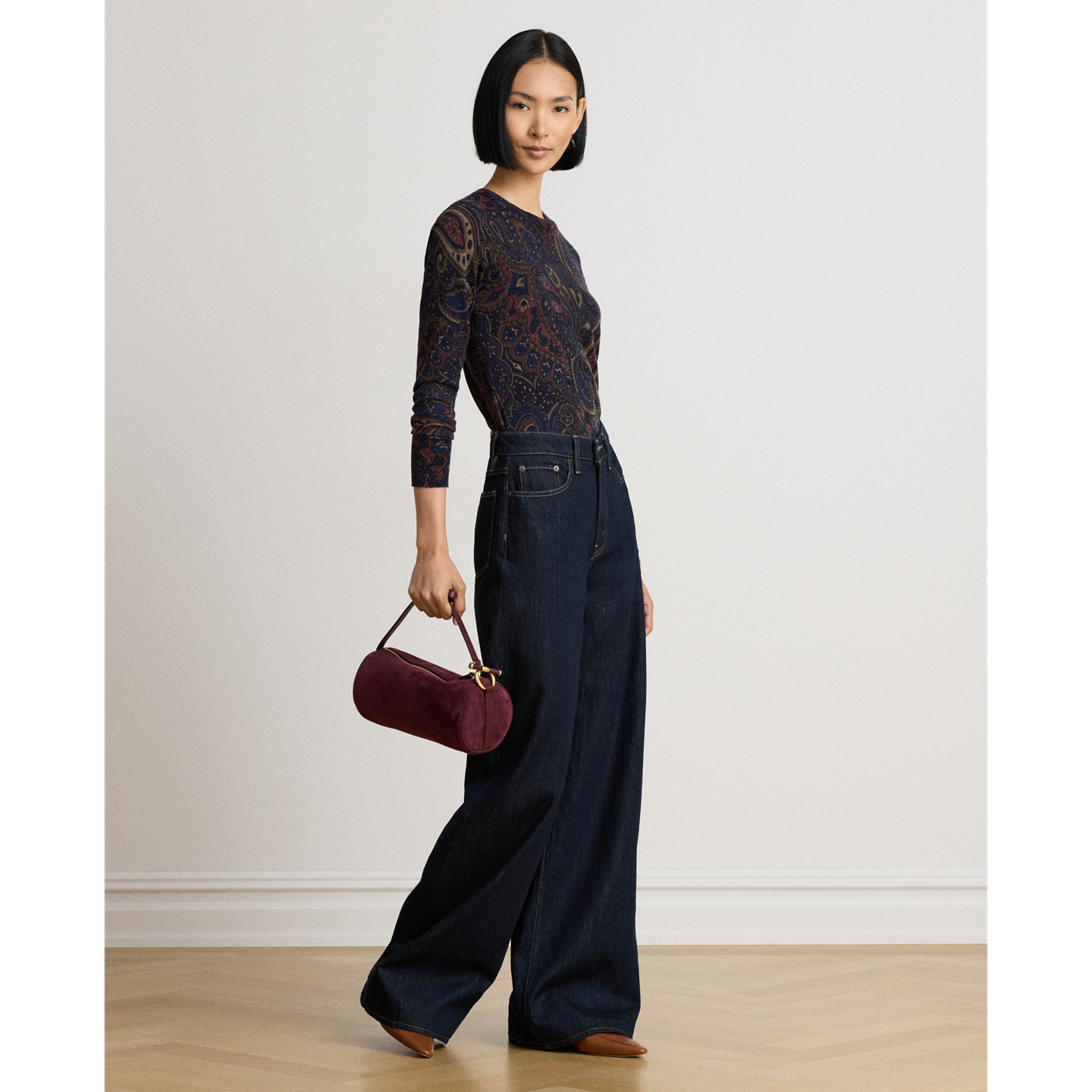 Женский свитер Ralph Lauren Paisley Cotton-Modal, цвет: Тёмно-синий разноцветный — фото 1