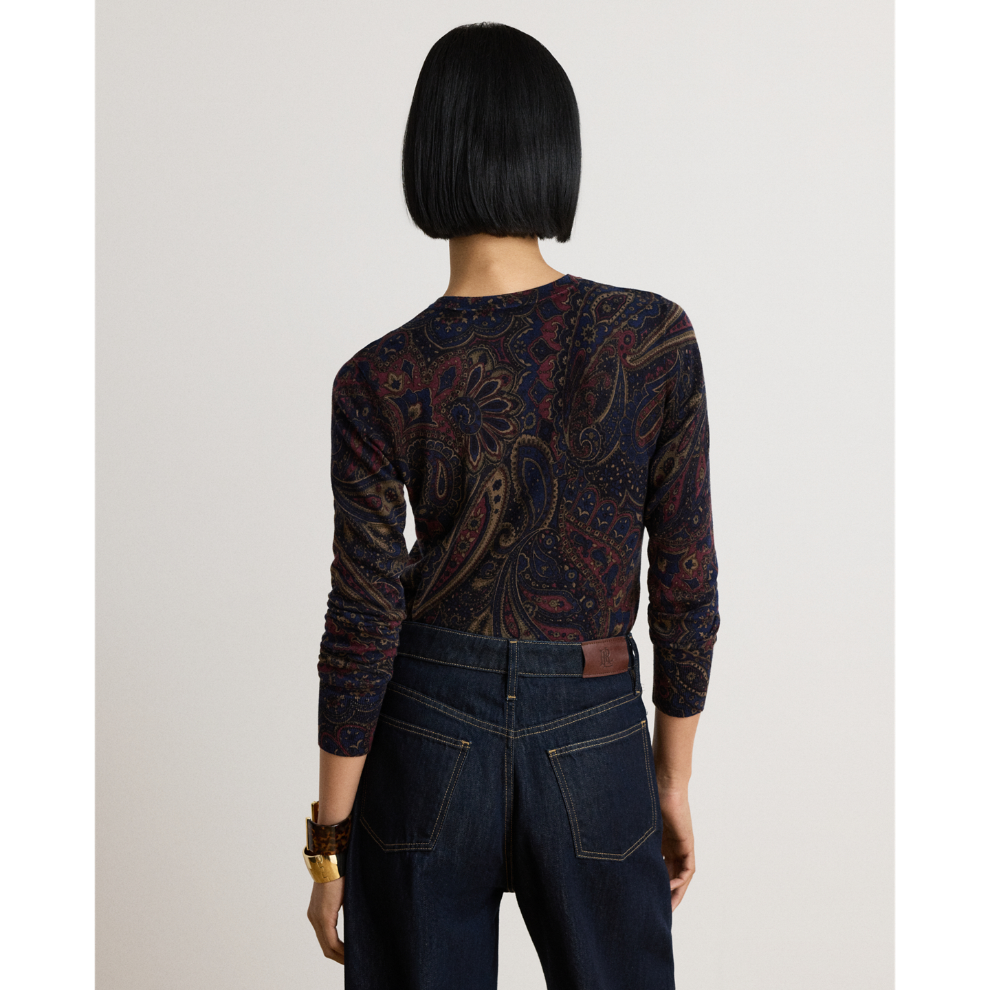Женский свитер Ralph Lauren Paisley Cotton-Modal, цвет: Тёмно-синий разноцветный — фото 2