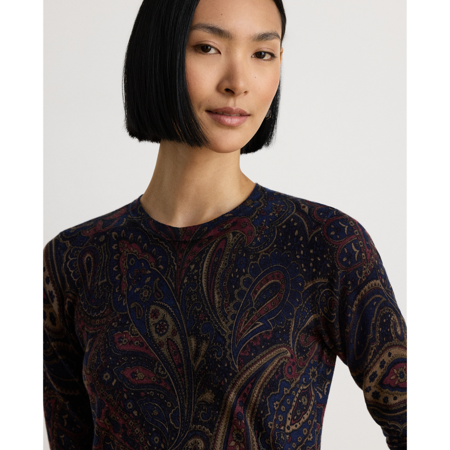 Женский свитер Ralph Lauren Paisley Cotton-Modal, цвет: Тёмно-синий разноцветный — фото 3