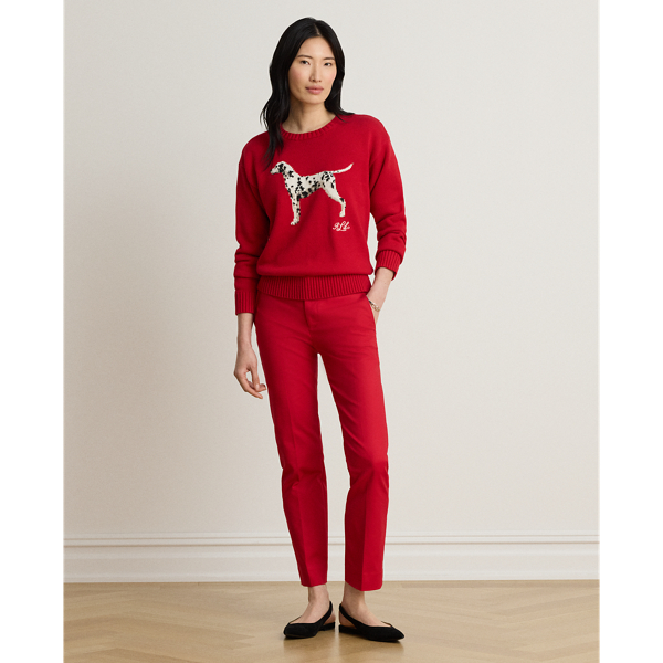 Intarsia-Knit Dalmatian Cotton Jumper