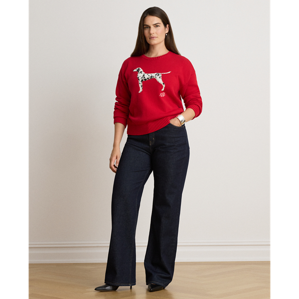 Intarsia-Knit Dalmatian Cotton Jumper