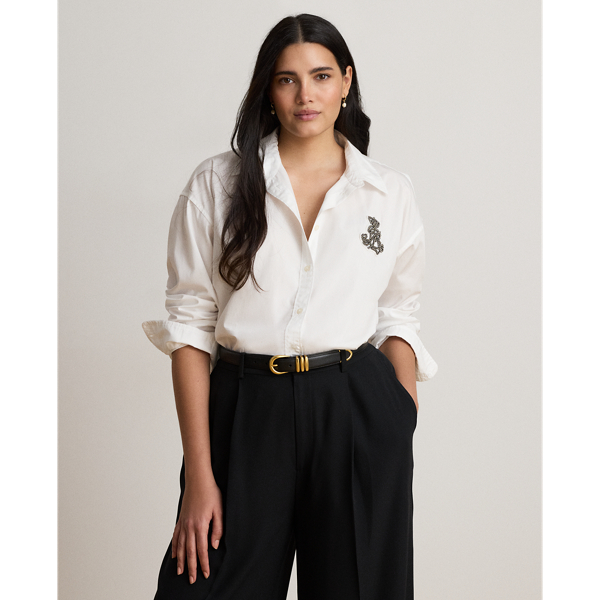 Relaxed Fit Rhinestone-Bullion Shirt