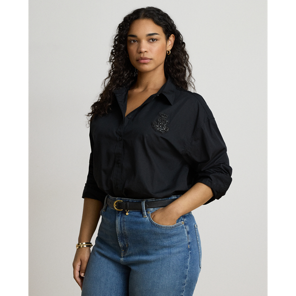Relaxed Fit Rhinestone-Bullion Shirt