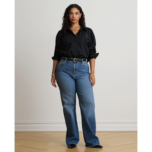 Relaxed Fit Rhinestone-Bullion Shirt