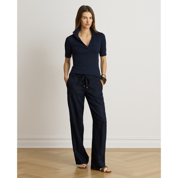 Jersey Elbow Sleeve Collared Top