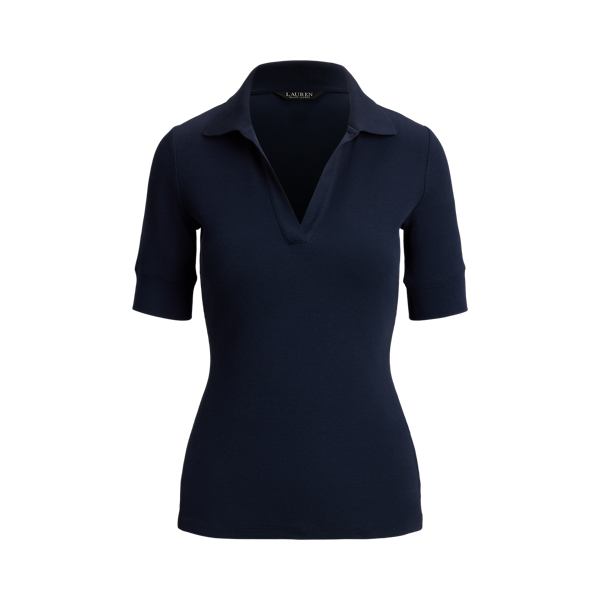 Jersey Elbow Sleeve Collared Top