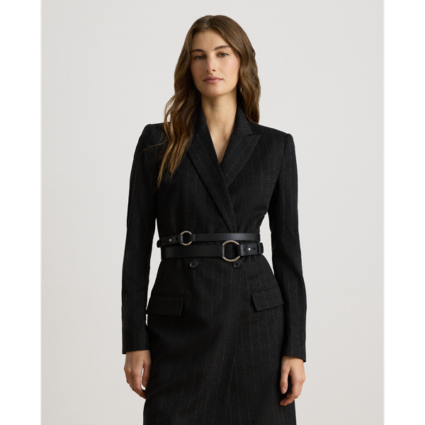 Striped Double-Breasted Wool-Blend Dress