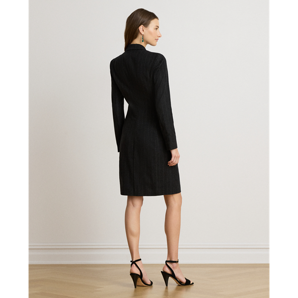 Striped Double-Breasted Wool-Blend Dress