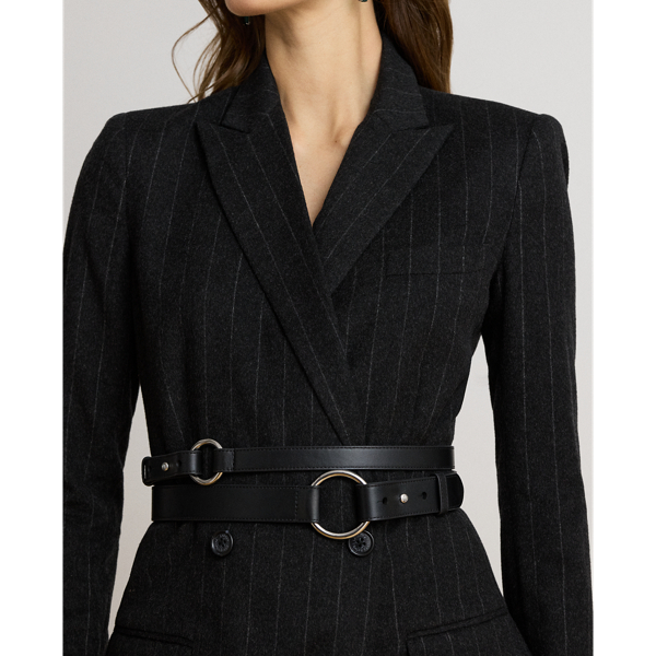 Striped Double-Breasted Wool-Blend Dress