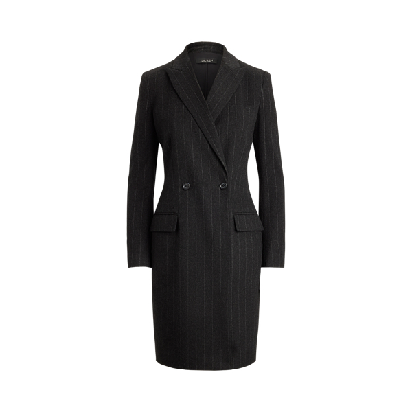 Striped Double-Breasted Wool-Blend Dress