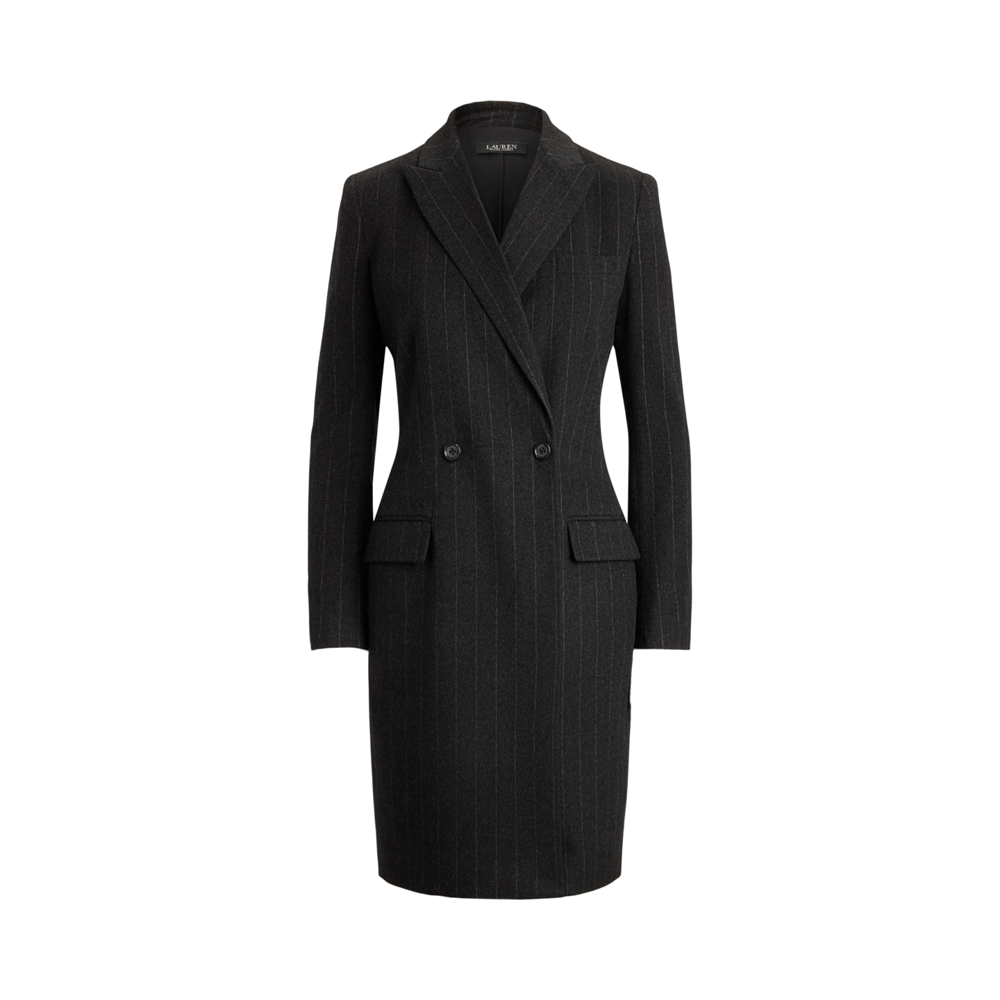 Женское платье Lauren Ralph Lauren Striped Double-Breasted Wool-Blend, цвет: Угольный серый / Кремовый — фото 5