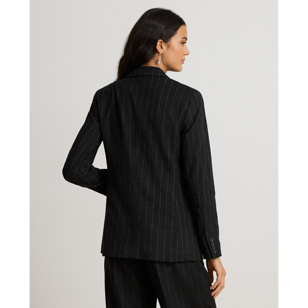 Pinstripe Double-Breasted Flannel Blazer