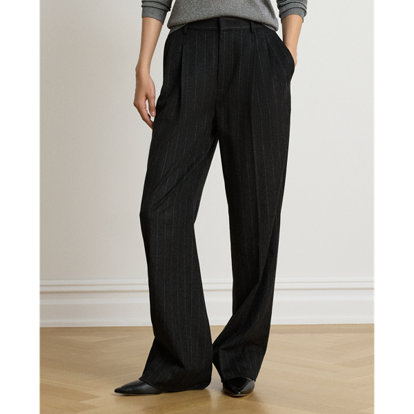 Pinstripe Pleated Flannel Tapered Pant