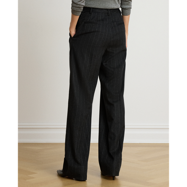 Pinstripe Pleated Flannel Tapered Pant