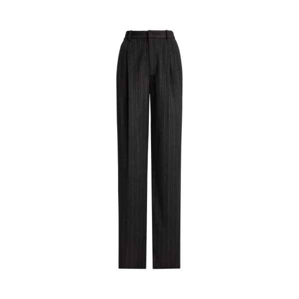 Pinstripe Pleated Flannel Tapered Pant