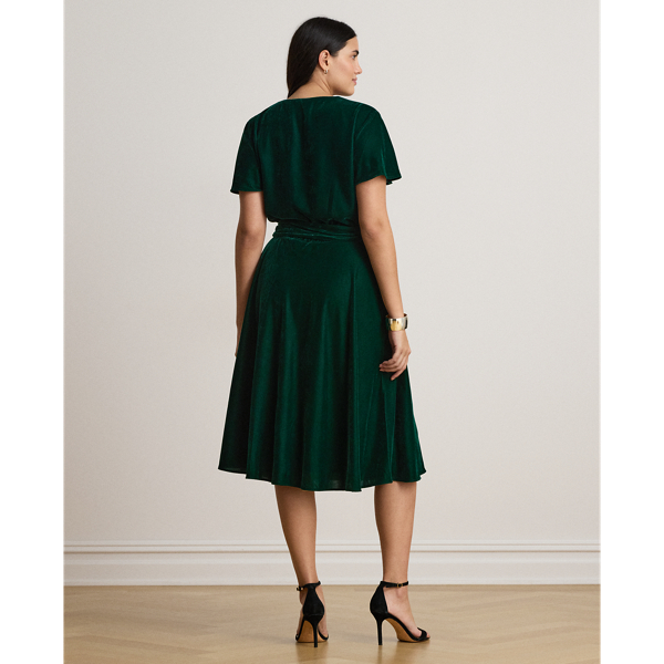 Belted Velvet Surplice Dress