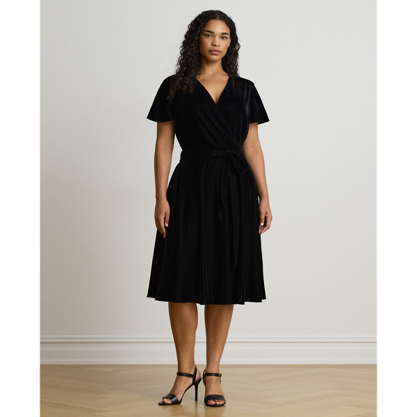 Belted Velvet Surplice Dress