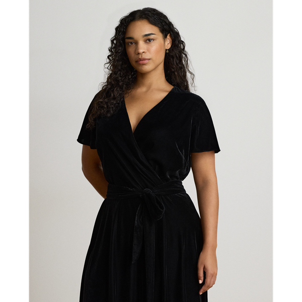Belted Velvet Surplice Dress