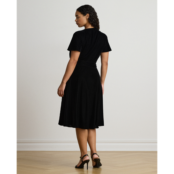 Belted Velvet Surplice Dress
