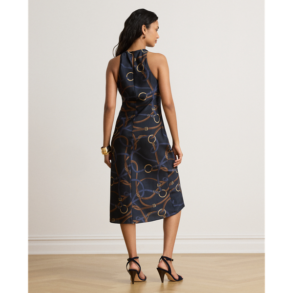 Belt Print Twill Sleeveless Dress