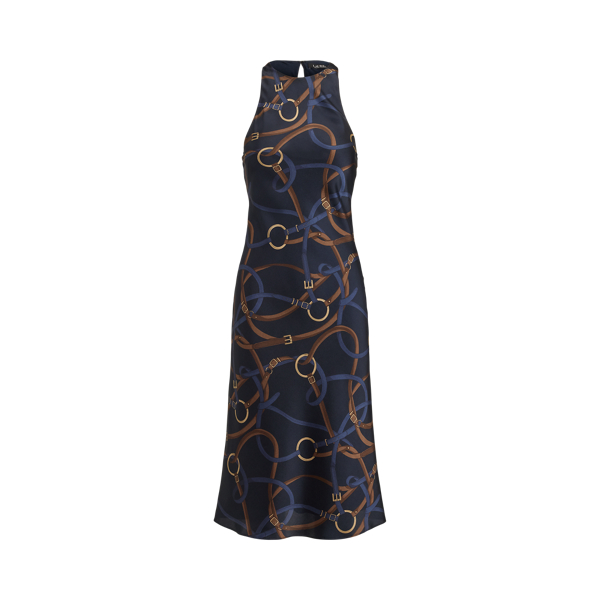 Belt Print Twill Sleeveless Dress