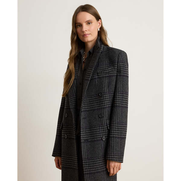 Glen Plaid Double-Breasted Coat