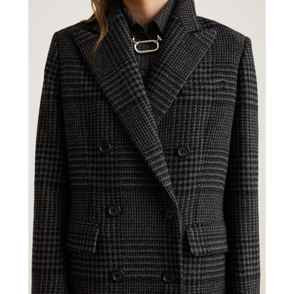 Glen Plaid Double-Breasted Coat