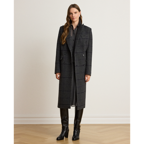Glen Plaid Double-Breasted Coat