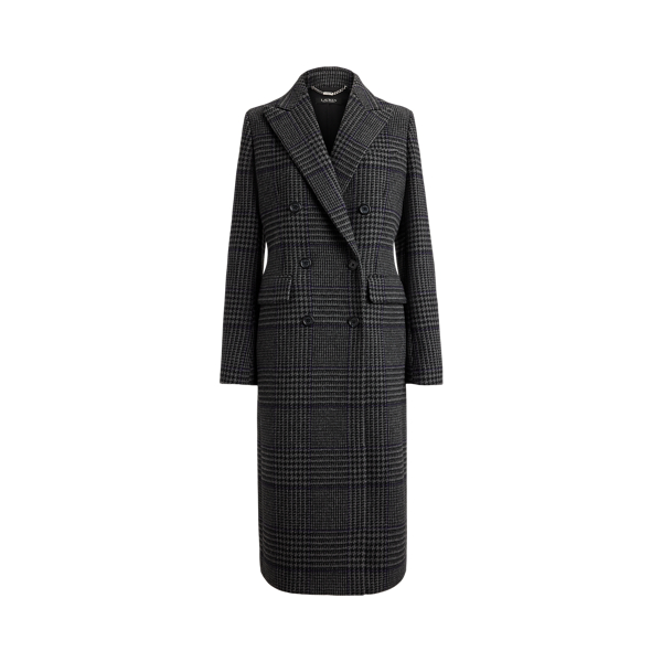 Glen Plaid Double-Breasted Coat