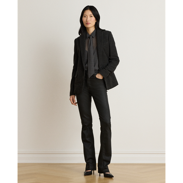 Wolmix tweed blazer met visgraatmotief
