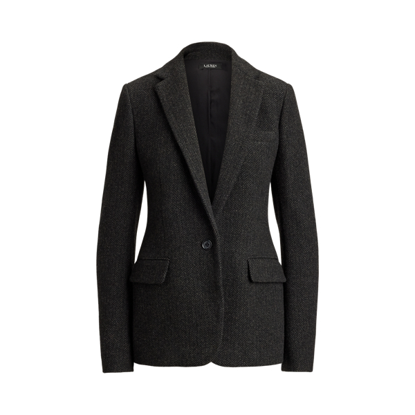 Wolmix tweed blazer met visgraatmotief